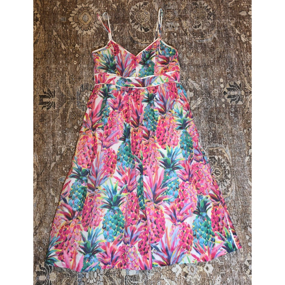 J.Crew Ratti Pineapple Dress 6 Cotton Lined Pockets Summer Vacation Resort Wear - Picture 3 of 9